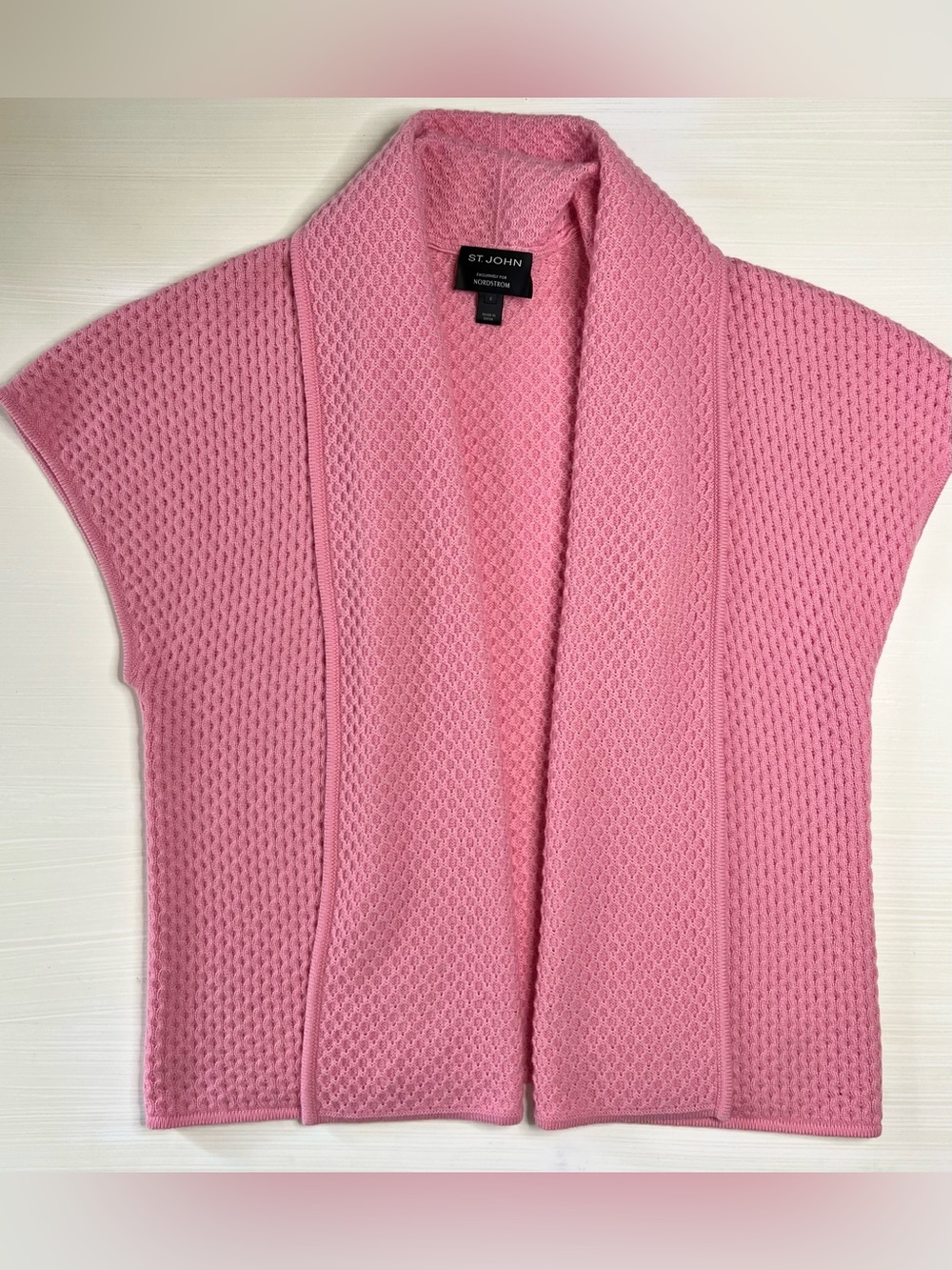St. John Pink Open-Front Knit Shrug